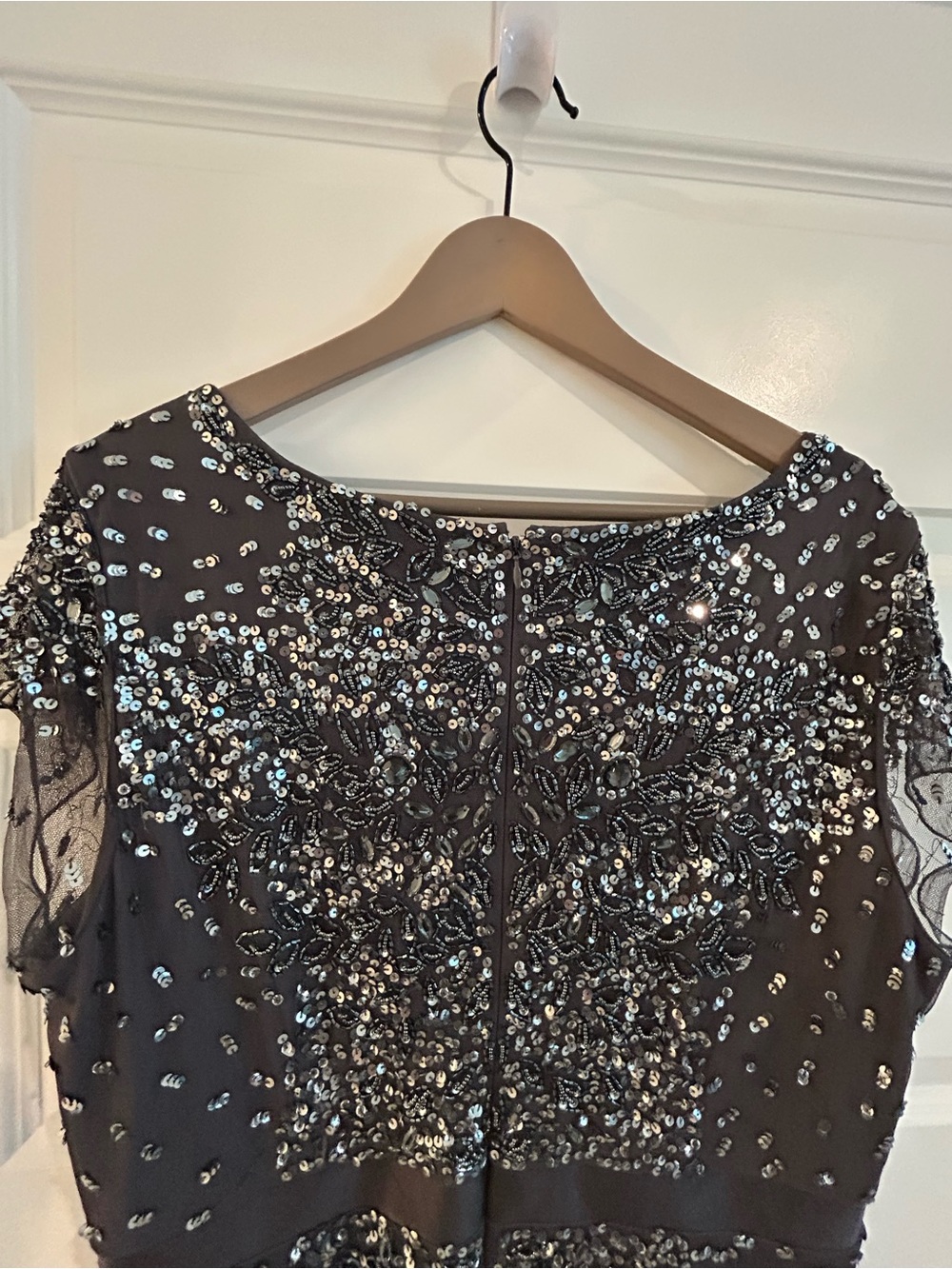 Adrianna Papell Mother of the Groom Bride Embellished Gown Gray Silver Size 18W - Picture 11 of 16